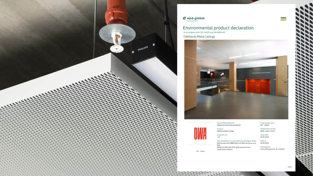 OWAtecta, Metal Tavanlar için EPD Belgesini Yayınladı